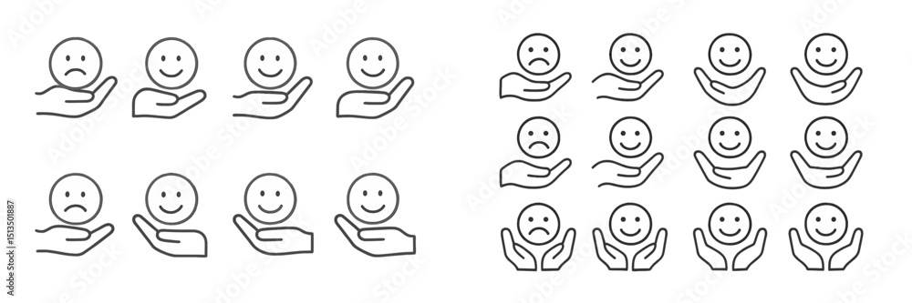 Aufkleber collection of simple emoticons depicting various feelings in minimalistic style with hands supportin