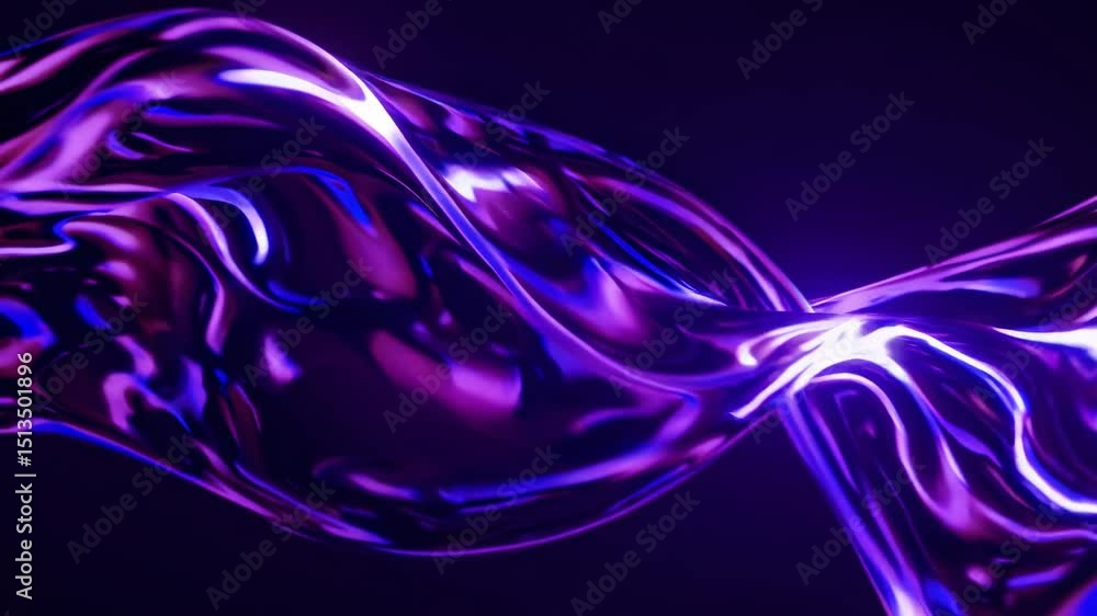Aufkleber iridescent purple metallic liquid swirling, creating dynamic waves and glossy reflections over deep 