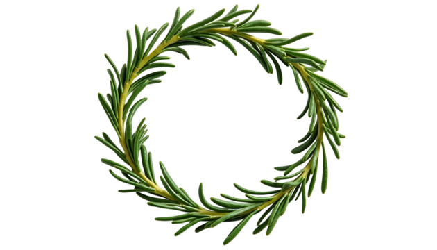 Rosemary Wreath Against Black Background