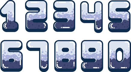 Cute Glossy Number Set – 0 to 9 Cartoon Style Liquid Bubble Numbers