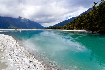 Summer afternoon on the shores of the Haast River.