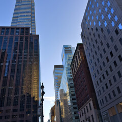 Modern office building. City center architecture. Building elevations. New York, USA.