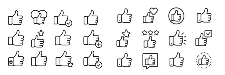 Various thumbs up icons representing approval and positivity in a clean, minimalistic design