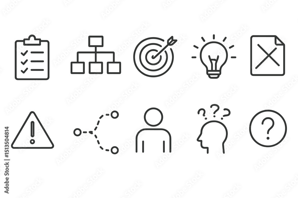 Poster creative symbols representing planning, problem-solving, and decision-making in a modern workspace c