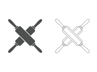crossed rolling pin design, kitchen logo, vector, isolated on transparent background