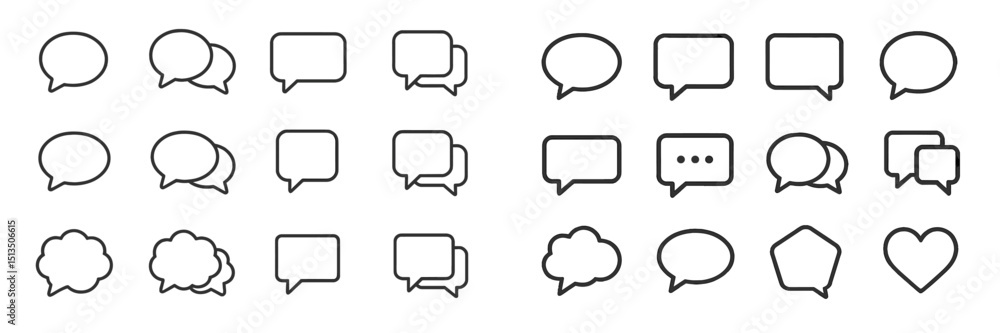 Poster various speech bubble designs in different styles and shapes suitable for graphic use and creative p