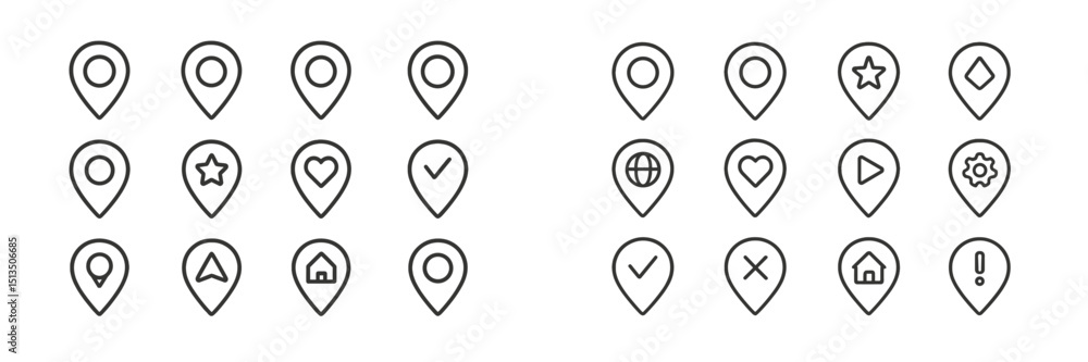 Aufkleber collection of location markers in various designs showcasing utility and creativity for mapping