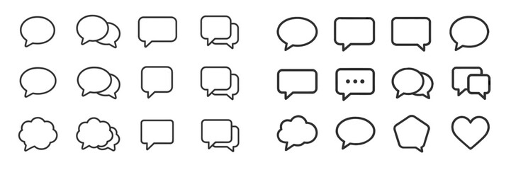 Various speech bubble designs in different styles and shapes suitable for graphic use and creative projects