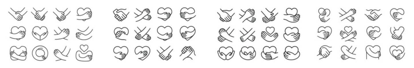 Various hand gestures forming heart shapes, symbolizing love and connection, displayed on a neutral background