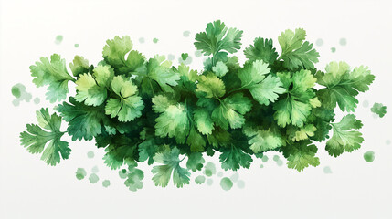 Fresh organic parsley leaves on an abstract green background, perfect for healthy cooking and seasoning