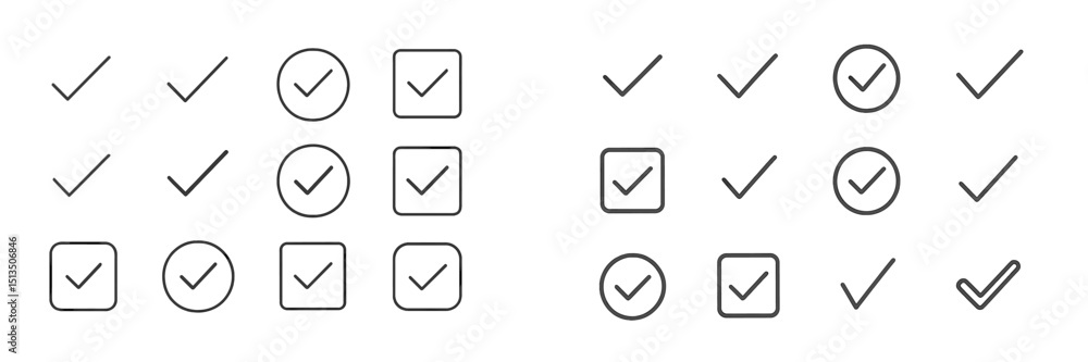 Poster check marks and boxes arranged in a grid pattern ideal for design and graphic use in various project