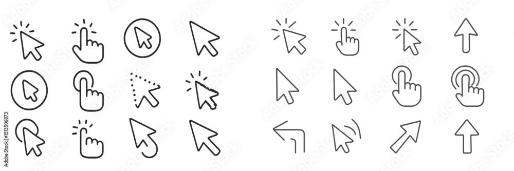 Poster various cursor icons representing different clicking actions and directional movements created for u