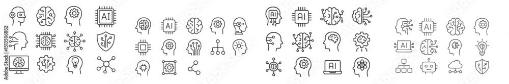 Poster various artificial intelligence and technology icons representing different concepts and ideas relat