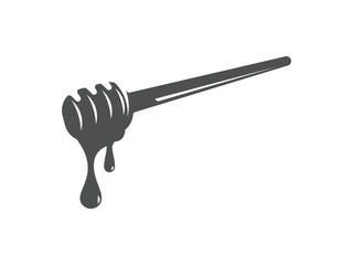 Honey dipper stick with dripping honey design, vector, isolated on transparent background