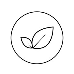 Minimalist Leaf Icon in Circle - Eco-Friendly Icon