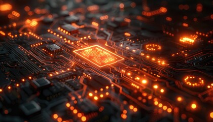 Close-up view of a detailed circuit board.