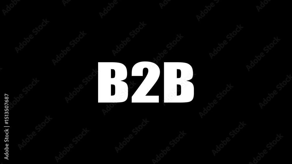 Poster animated b2b text and motion effect title with neon on black background. progress format.