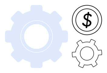 Gear and dollar icons symbolizing finance, productivity, operations, and management. Ideal for business strategy, funding, investment, automation, efficiency or startup-oriented simple landing page