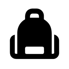 Obraz premium Silhouette icon of a school backpack, black vector on white background