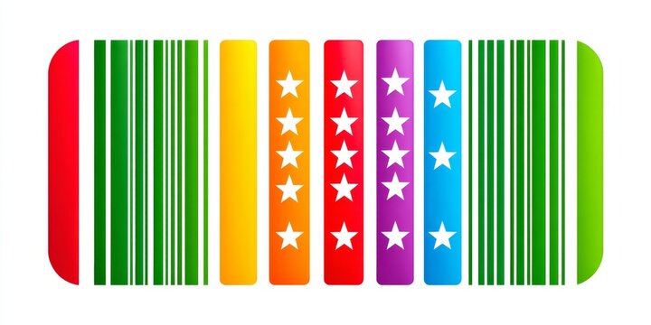 A flat design of a loyalty card with just stars and a barcode