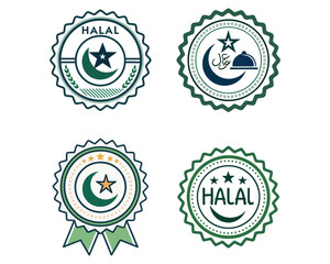 Halal food certified icon. Halal food labels Icon. Halal icon, Vector illustration