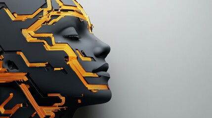 AI Female Cyborg Head Profile - Futuristic Technology Concept