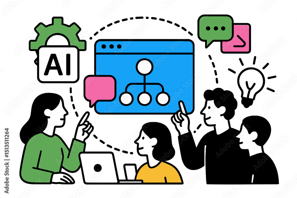 Poster collaboration on artificial intelligence project fostering creativity and innovation in a modern wor
