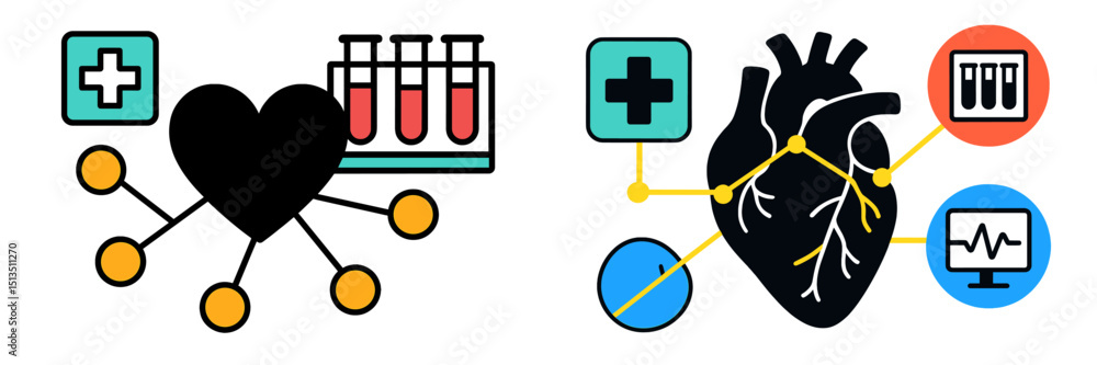 Poster understanding the connection between heart health and medical technology through innovative graphics