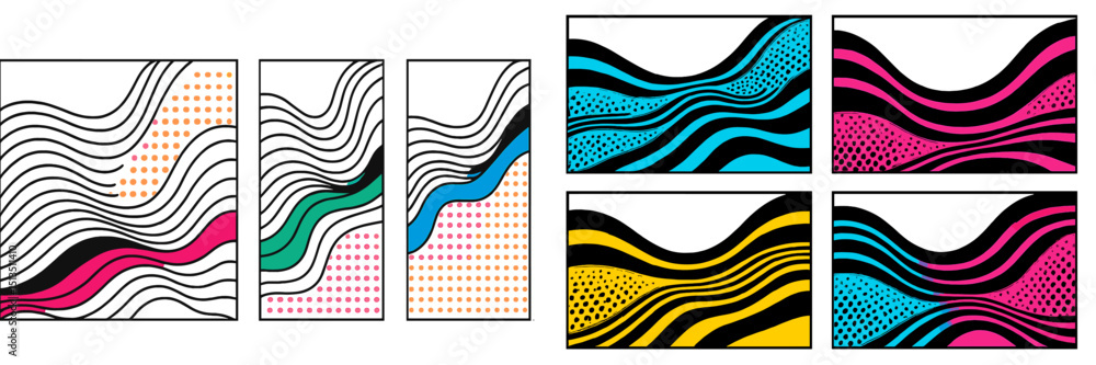 Poster abstract wave art displayed in vibrant colors creating a dynamic visual rhythm in a contemporary gal