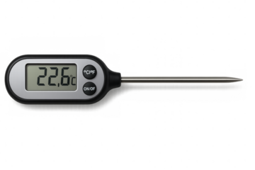 Digital thermometer showing 22.6 degrees celsius on transparent background