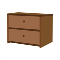 Two drawer wooden nightstand in brown finish