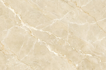 Naklejka premium Luxurious beige & cream marble texture with subtle gold & white veins. Polished natural stone, ideal for elegant interior backgrounds. generative ai