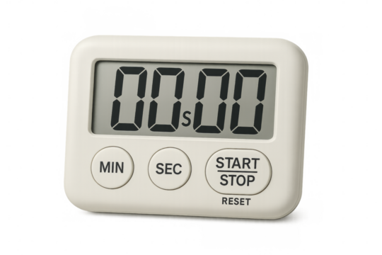 Digital kitchen timer displaying zero seconds