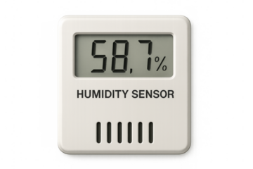 Humidity sensor displaying 58.7 percent on transparent background