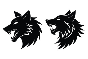 Detailed black wolf head silhouette with sharp lines and edges