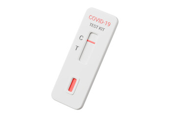 3D COVID-19 Coronavirus Tests kit icon. coronavirus, positive and negative rapid test cassettes. Coronavirus Antibody Tests May Produce Contradictory. Minimal cartoon COVID-19 test kit. 3d render. © Theeraphat