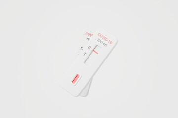 Fototapeta na wymiar 3D COVID-19 Coronavirus Tests kit icon. coronavirus, positive and negative rapid test cassettes. Coronavirus Antibody Tests May Produce Contradictory. Minimal cartoon COVID-19 test kit. 3d render.