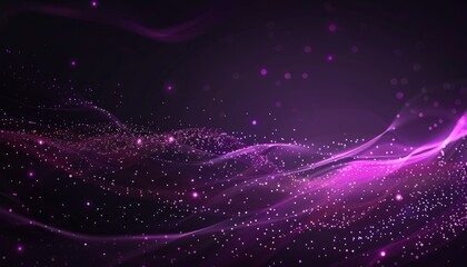 Fototapeta premium Abstract design with swirling purple lines and glittering particles.