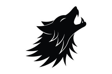 Stylish vector silhouette of a howling wolf head 