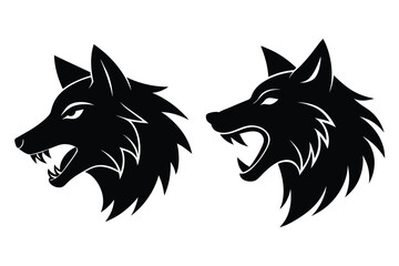 Wild animal wolf head silhouette vector for outdoor themes