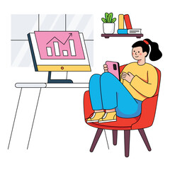 Fototapeta premium Editable design illustration of chatting on mobile 