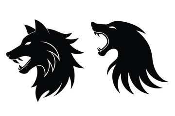 Symmetrical wolf head silhouette vector for balanced compositions