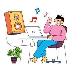 Modern design illustration of listening music 