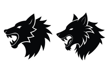 Obraz premium Tribal style wolf head silhouette illustration in black vector
