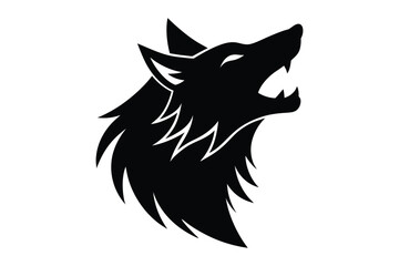 Wild wolf head silhouette graphic in simple flat vector format