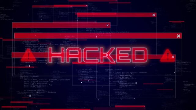 Abstract digital glitch effect noise background. Error signal Virus code software hack concept. Cyber security Cyber attack security breach warning alert 4K Cyber Crime Hacking attack System hacked