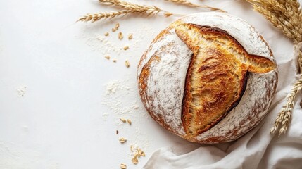 Wholesome Simplicity: Single Organic Bread on White Background

