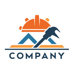 Construction and Measurement Company Logo with Helmet and Caliper
