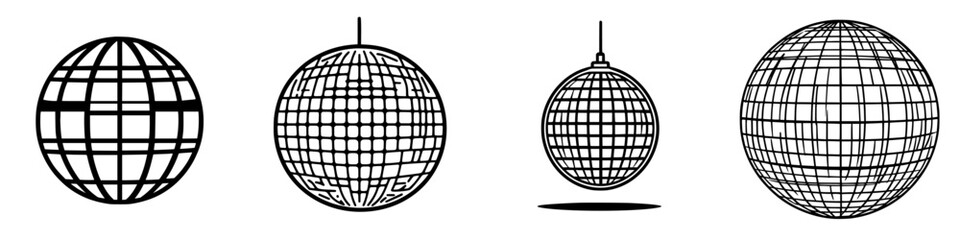 Vector icon collection of decorative globes in various styles suitable for design projects or digital content