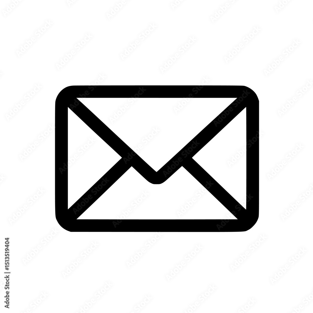 Poster black vector icon representing an envelope used for digital communication and messaging in various a